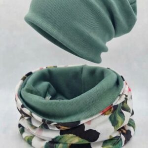 Stylowy komplet damski: Czapka + Komin z motywem róż